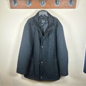 Luxury Jos A Bank Mens Large Overcoat Wool Blend Grey Gray Jacket Lined